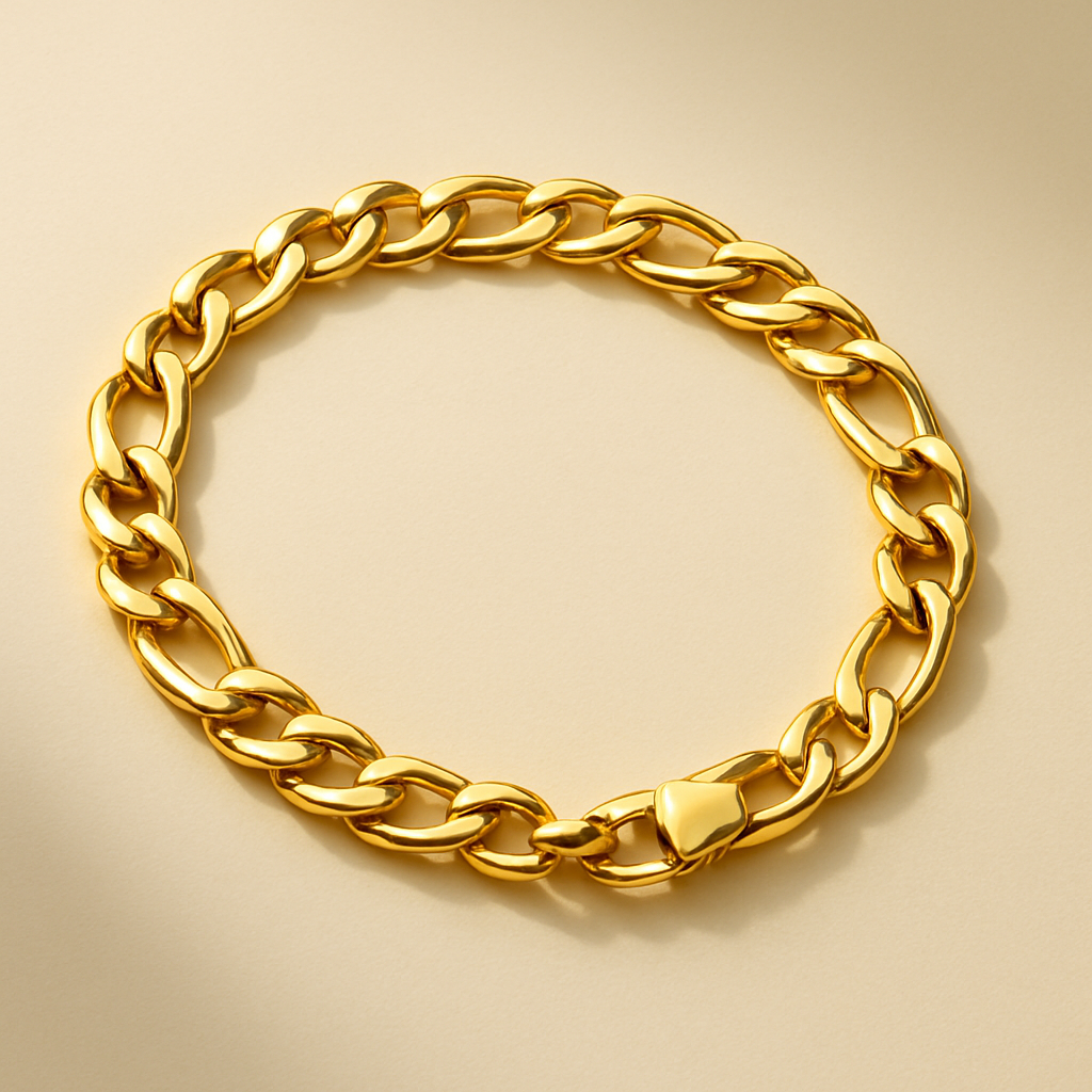 Figaro Bracelet — 24KT pure gold, 10 grams